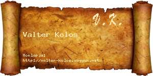 Valter Kolos névjegykártya